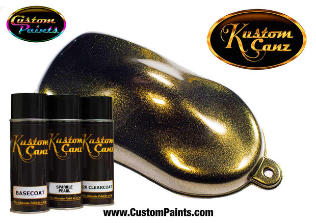 Gold Sparkle Pearl Aerosol Over Black Base